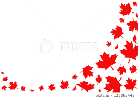 Abstract Canadian red maple leaves flowing diagonally isolated on a transparent background. Place for text. Perfect for Canada Day, national celebrations, patriotic events and festive designs. Vector Abstract Canadian red maple leaves flowing diagonally isolated on a transparent background. Place for text. Perfect for Canada Day, national celebrations, patriotic events and festive designs. Vector 123863448
