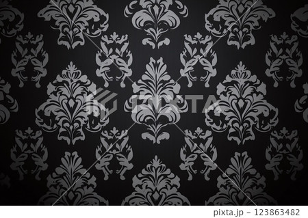 Elegant noir pattern for vintage inspired design and decor. Wallpaper, background, fabric texture, backdrop, cover design 123863482