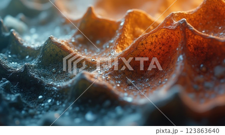 Textured surface of a colorful organic material under soft light in a natural setting 123863640