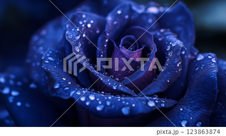 青色の花の背景素材（Generative AI） 123863874