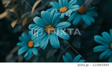 青色の花の背景素材（Generative AI） 123863893