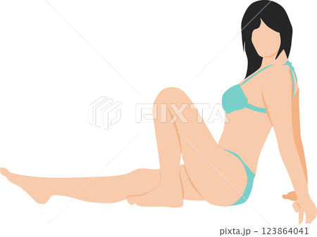 ポーズをとる水着を着た女性のイラスト ポーズをとる水着を着た女性のイラスト 123864041