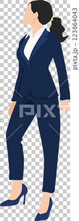 上を向くビジネスウーマンのイラスト 123864043