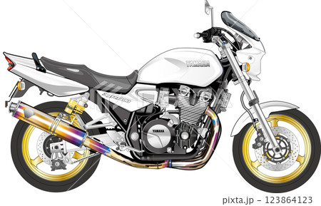 大型ネイキッドバイクイラスト（白） 123864123