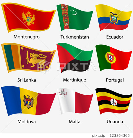 Set Flags of world sovereign states on a white background 123864366