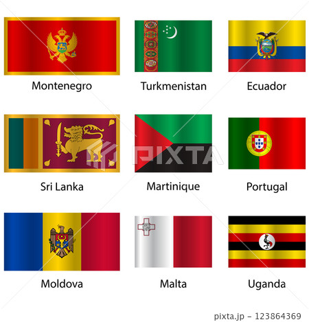 Set Flags of world sovereign states on a white background 123864369