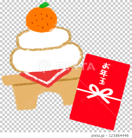 Simple illustration, crayon touch, New Year's image 123864446