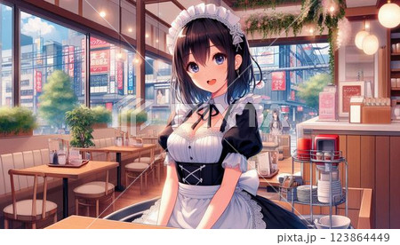 メイドカフェ黒髪 メイドカフェ黒髪 123864449