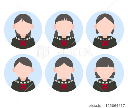 女学生のシンプルアイコンセット5 女学生のシンプルアイコンセット5 123864457