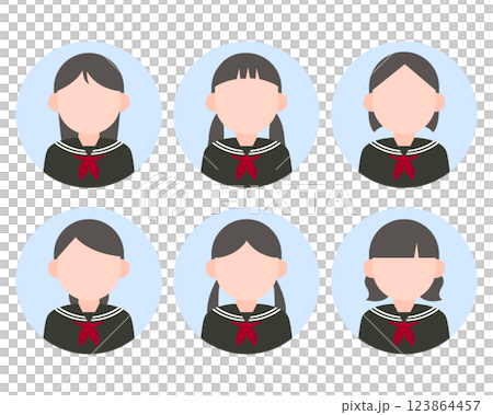 女学生のシンプルアイコンセット5 女学生のシンプルアイコンセット5 123864457