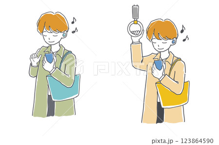 通勤中 イヤホン 男性
