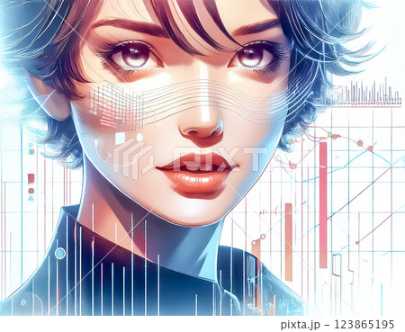 音声データを解析される女性のイラスト素材 123865195