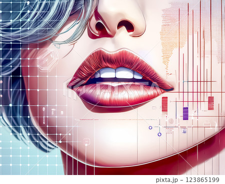 音声データを解析される女性のイラスト素材 123865199