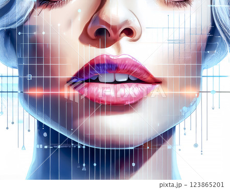 音声データを解析される女性のイラスト素材 123865201