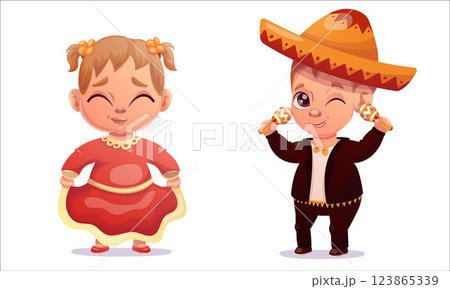 Cinco de mayo. Vector illustration children dancing on Cinco De Mayo holiday 123865339