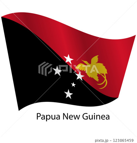 Flag of the country Papua New Guinea on a white background 123865459