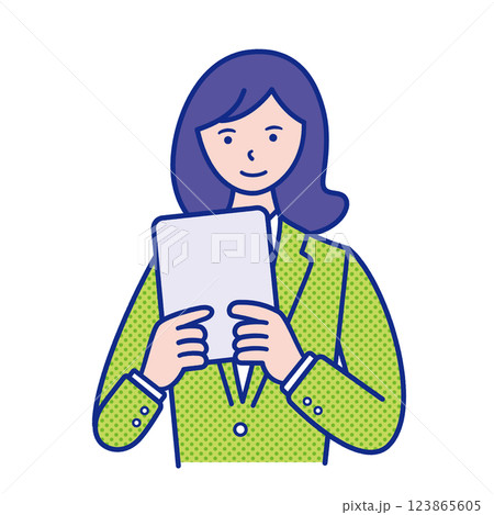 タブレット端末を持った女子学生のイラスト素材 123865605