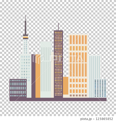 Illustration of a city with rows of buildings 123865852