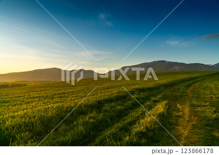 Liptov - region of Slovakia. Sunset over Liptov in the background with Liptovska Mara and the Western Tatras around. Slovakia 123866178