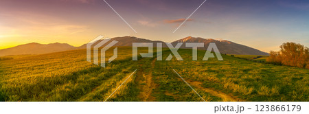 Liptov - region of Slovakia. Sunset over Liptov in the background with Liptovska Mara and the Western Tatras around. Slovakia 123866179