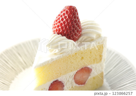 苺のショートケーキを白背景で撮影 123866257