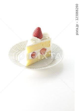 苺のショートケーキを白背景で撮影 123866260