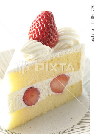 苺のショートケーキを白背景で撮影 123866270