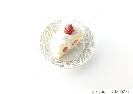 苺のショートケーキを白背景で撮影 123866271