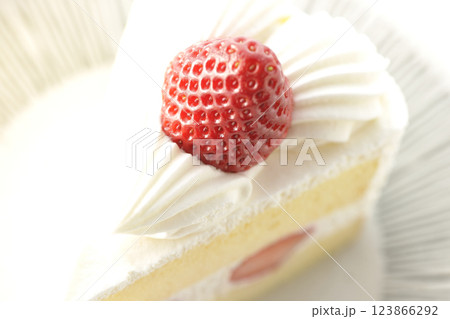 苺のショートケーキを白背景で撮影 123866292