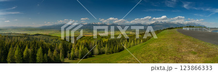 The most famous Slovak peak in the High Tatras - Krivan. A view of the Cierny Vah hydroelectric power plant. The most famous Slovak peak in the High Tatras - Krivan. A view of the Cierny Vah hydroelectric power plant. 123866333