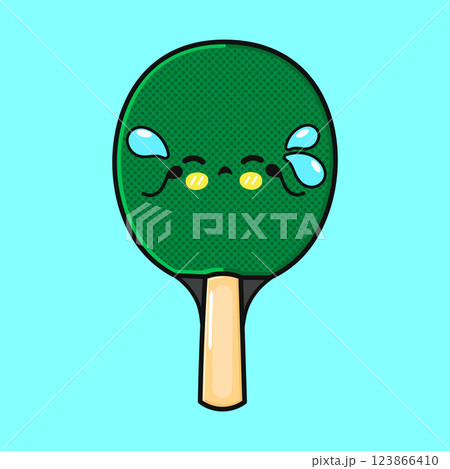 Crying Table Tennis Paddle. Sad Ping Pong Bat with Tears 123866410