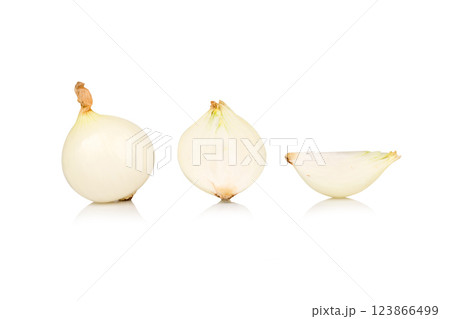onion isolated on white background Peel 123866499