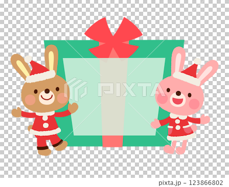 Cute rabbit Santa Claus Christmas message card Cute rabbit Santa Claus Christmas message card 123866802