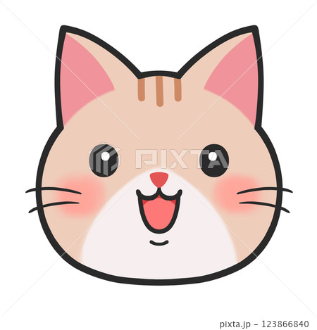 猫　笑顔　アイコン　素材　茶トラ 123866840
