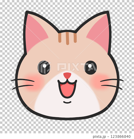猫　笑顔　アイコン　素材　茶トラ 123866840