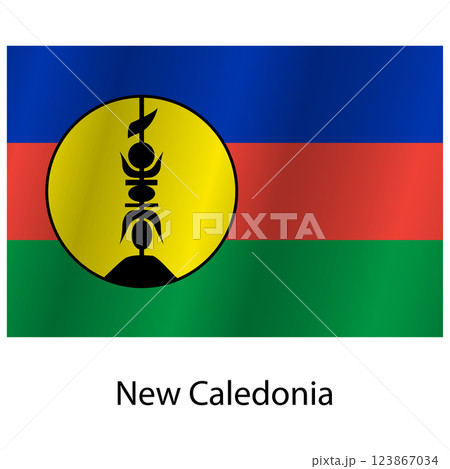 Flag of the country New Caledonia on a white background Flag of the country New Caledonia on a white background 123867034