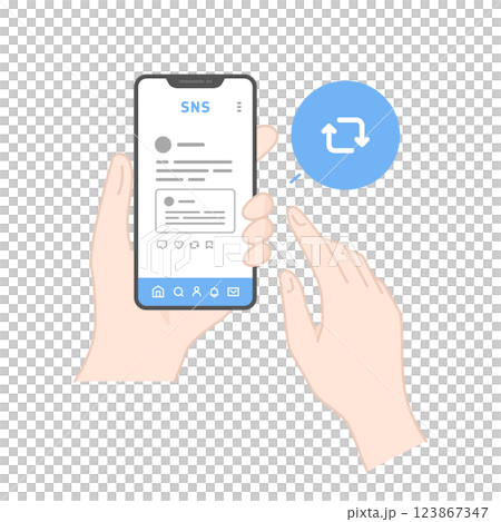 使用智慧型手機追蹤和轉發 SNS 貼文的圖解指南（線圖、彩色） 123867347