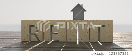 Concept image of Business Acronym REIT as Real Estate Investment Trust. 3d rendering 123867521