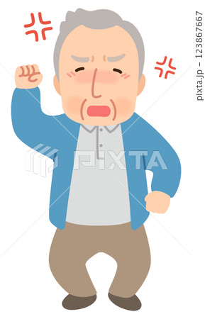 怒った表情の高齢男性　シニア　高齢者　後期高齢者 123867667