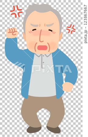 憤怒的老人，老年人，老年人，晚年老人 123867667