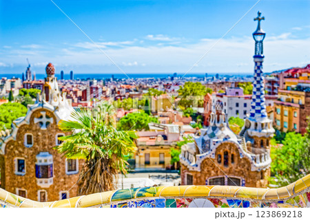 Barcelona. Gorgeous and amazing Park Guel . 123869218