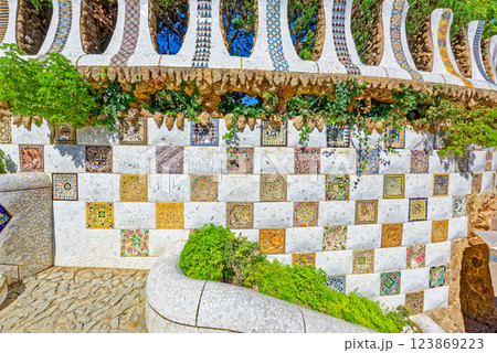 Barcelona. Gorgeous and amazing Park Guel . 123869223