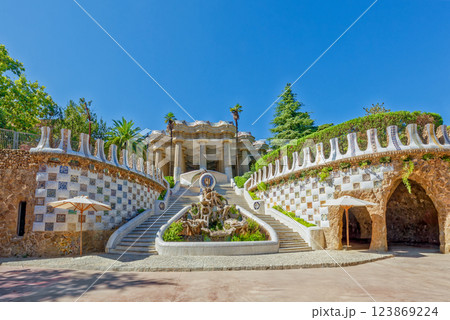 Barcelona. Gorgeous and amazing Park Guel . Barcelona. Gorgeous and amazing Park Guel . 123869224