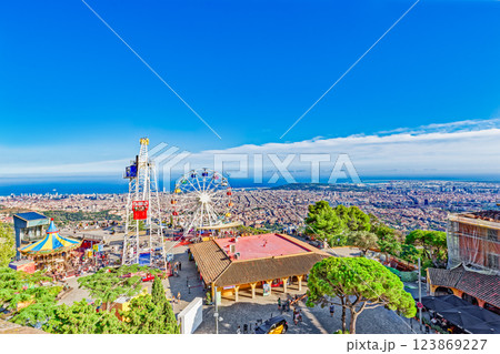 Area Mount Tibidabo, where the Sagrat Cor church is located. Barcelona. 123869227
