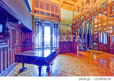 Barcelona. Inside Palace of Guell (Palau Guell) Gothic Quarter. 123869256