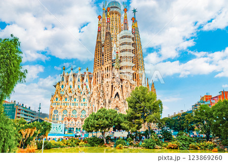 Sagrada Familia,beautiful and majestic  outdoor view. 123869260