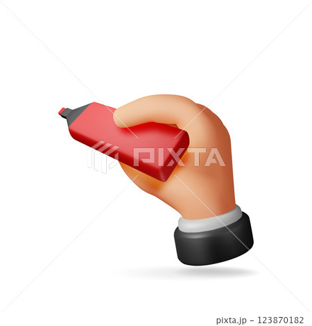 3D wide markers pen in hand 3D wide markers pen in hand 123870182