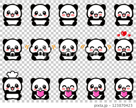 可愛坐熊貓塗鴉風格插畫素材集 123870423