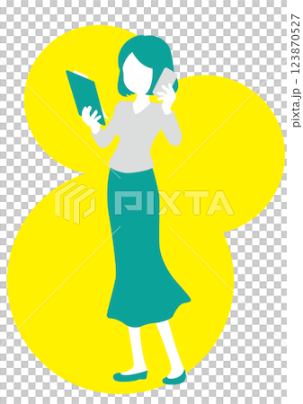 電話をする女性のシルエット 123870527