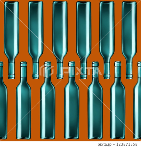 Wine bottles seamless pattern. Hand drawn endless background for bars and restaurants. 123871558
